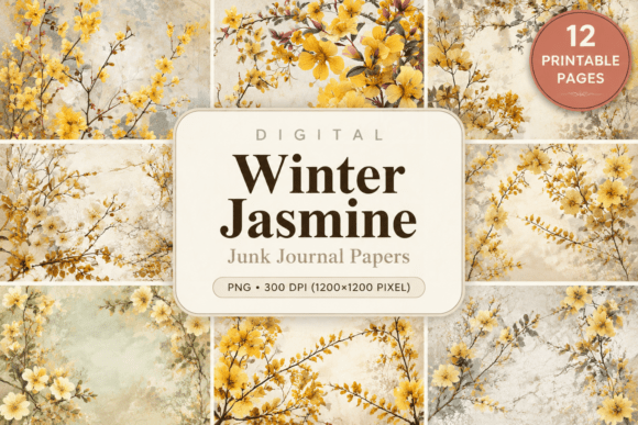 Download Winter Jasmine Junk Journal Papers - Premium Bundle