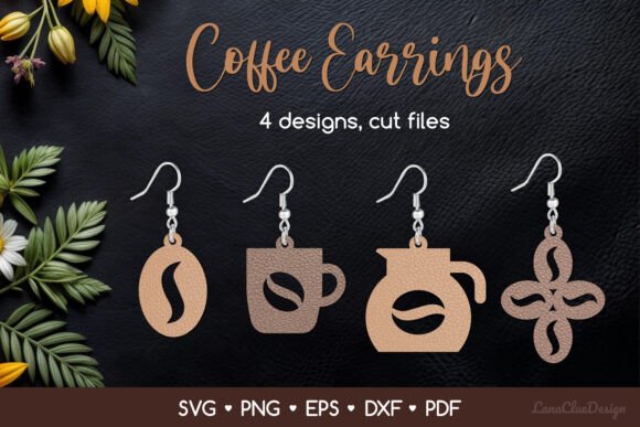 Download 4 Coffee Earrings SVG for Crafters - Craft Collection