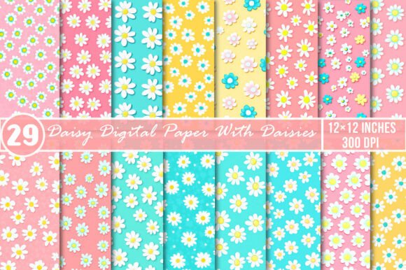 Download Daisy Digital Paper with Daisies - Daisies Collection