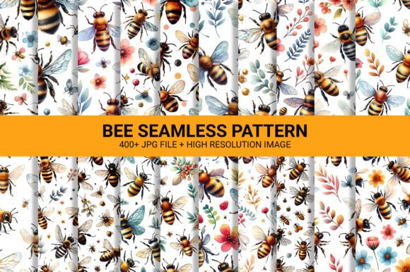 Download Seamless Bee Pattern Bundle - Bee pattern Collection