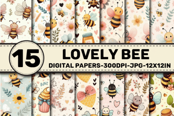 Download Lovely Bee Pattern Digital Papers - Bee pattern Collection