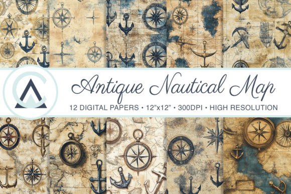 Download Antique Nautical Map Junk Journal Papers - Premium Resources