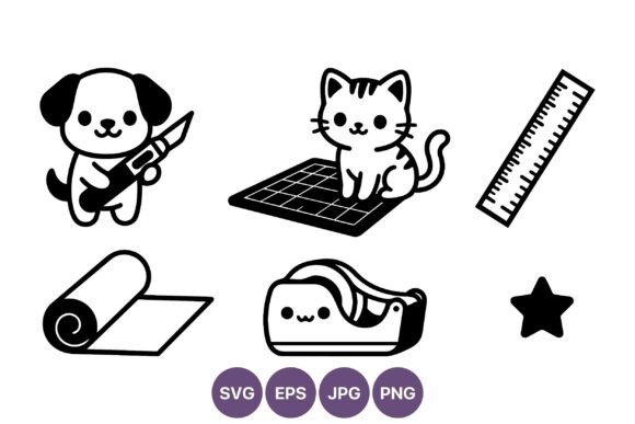 Download Cute Cartoon Dog and Cat Craft Supplies - Craft Collection