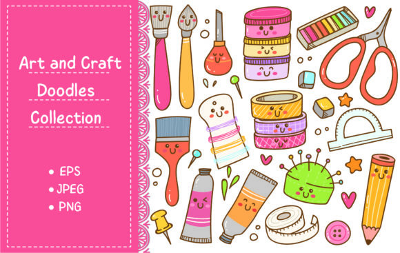 Download Art and Craft Supplies Doodle, DIY Tools - Craft Collection