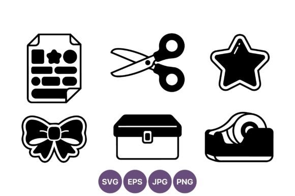 Download Craft Supplies Black White Vector Icons - Craft Collection