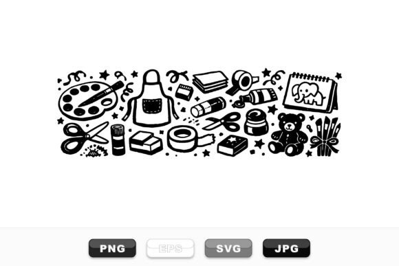 Download Craft Supplies Doodle Clipart Set - Craft Collection